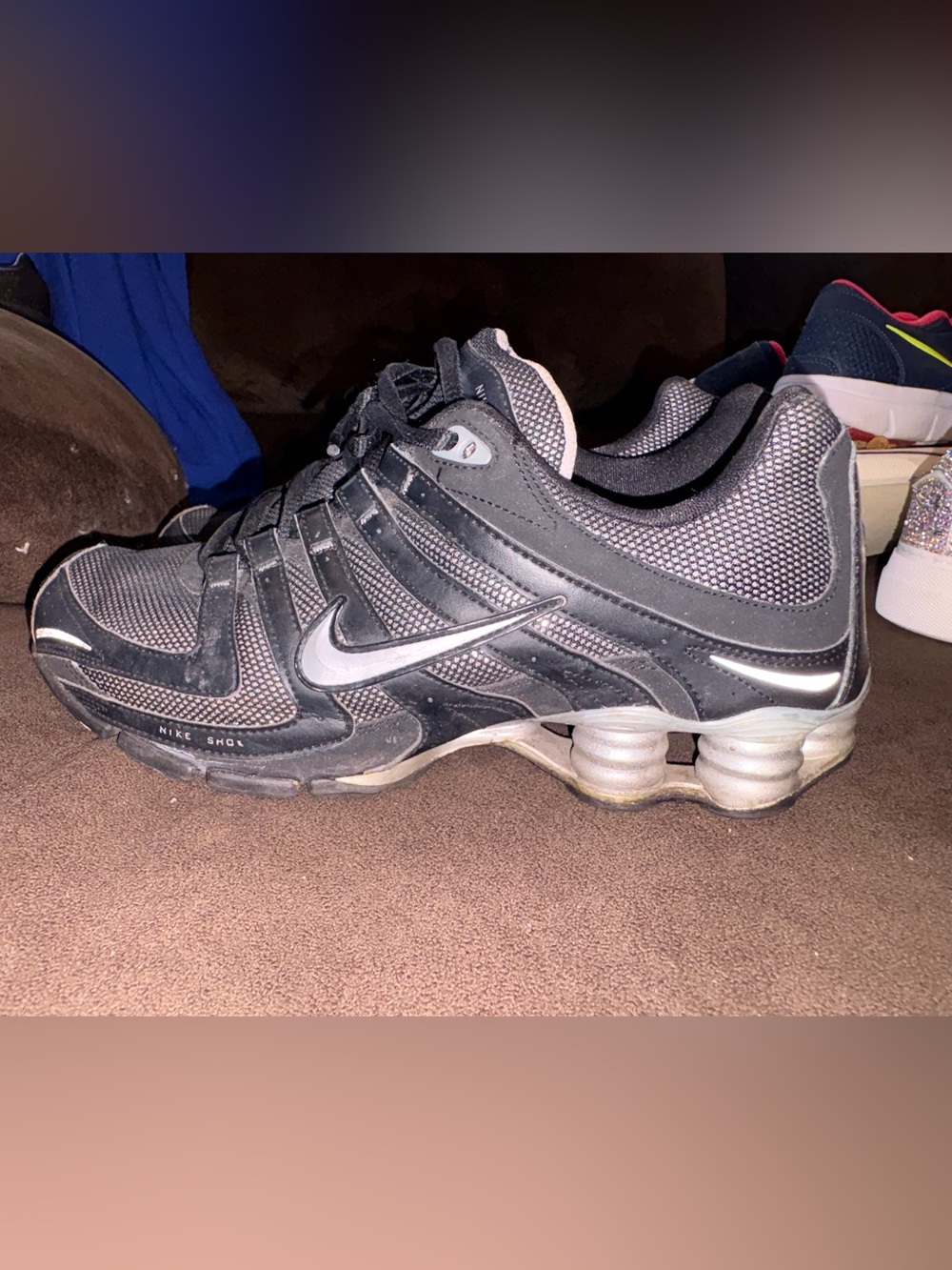 Nike Women’s Black and Silver Shox Athletic Sneakers